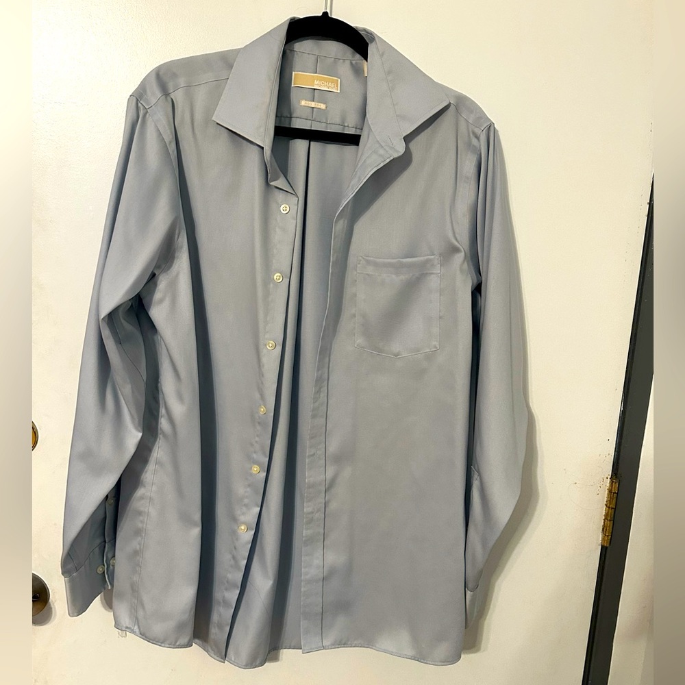 Michael Kors men’s dress  shirt color is a unique gray blue - size is 16 34/35